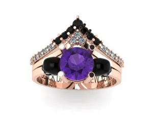 Soulmate- 1ct Violet Round Cut Created Diamond Gothic Ring