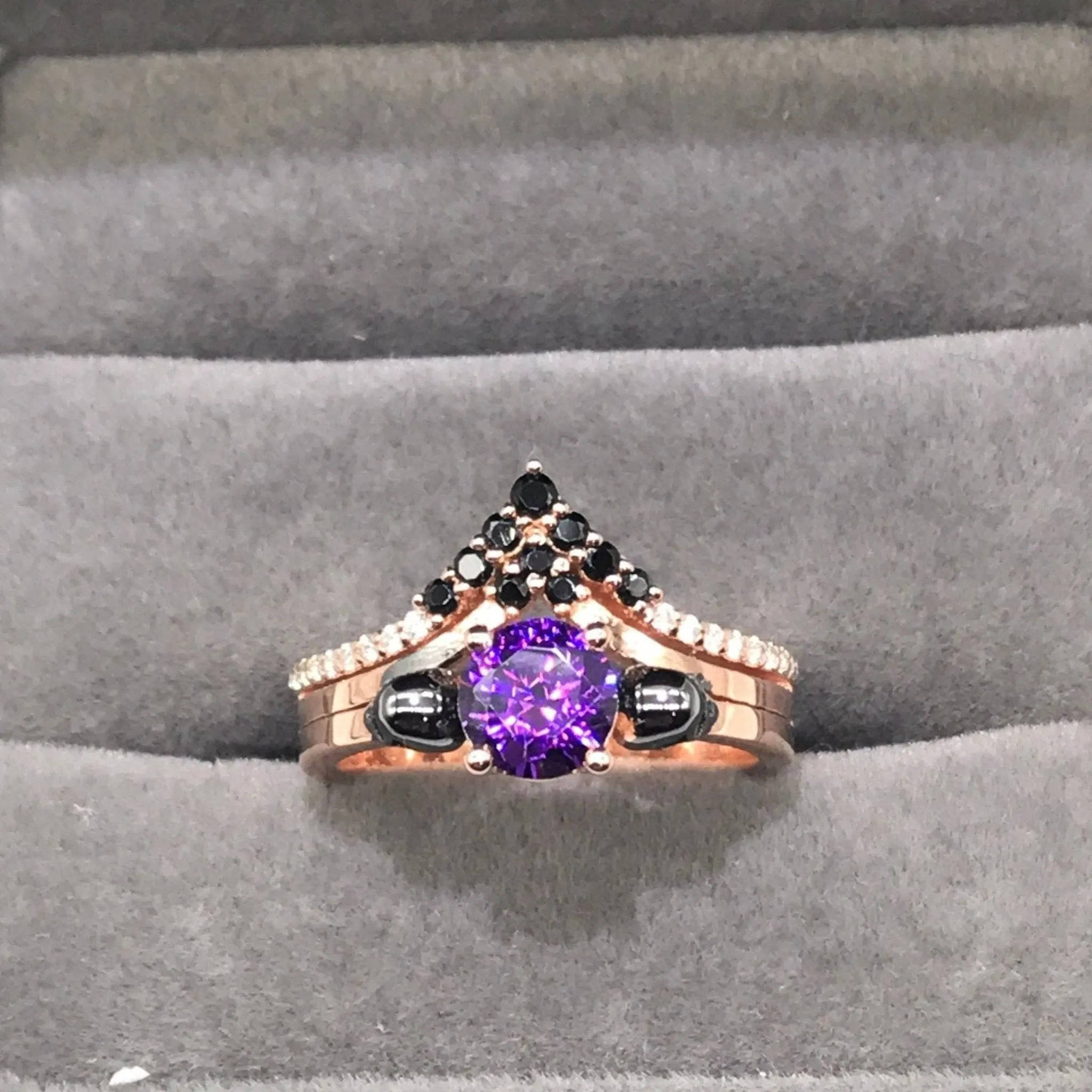 Soulmate- 1ct Violet Round Cut Created Diamond Gothic Ring