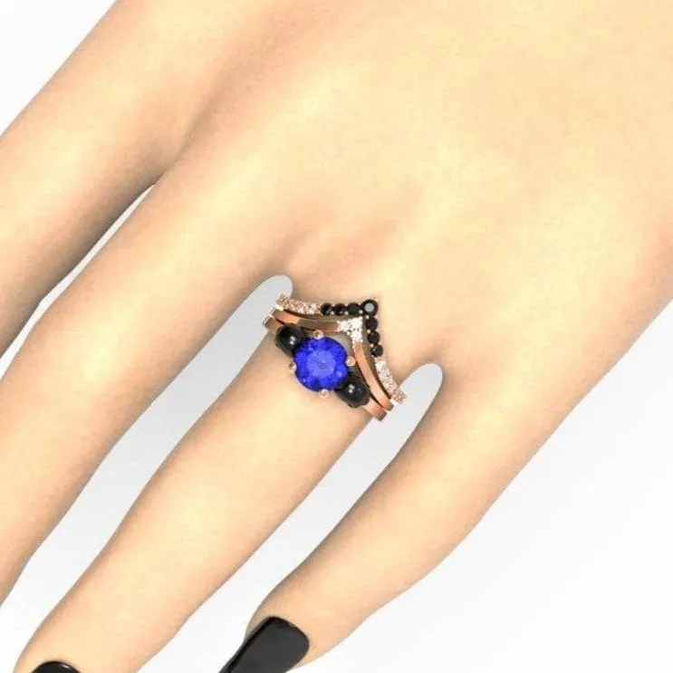 Soulmate- 1ct Violet Round Cut Created Diamond Gothic Ring