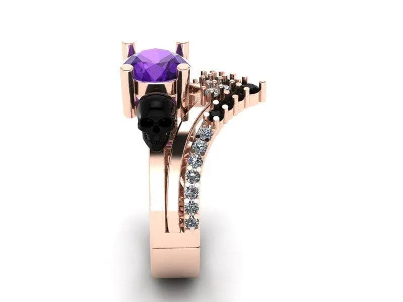 Soulmate- 1ct Violet Round Cut Created Diamond Gothic Ring