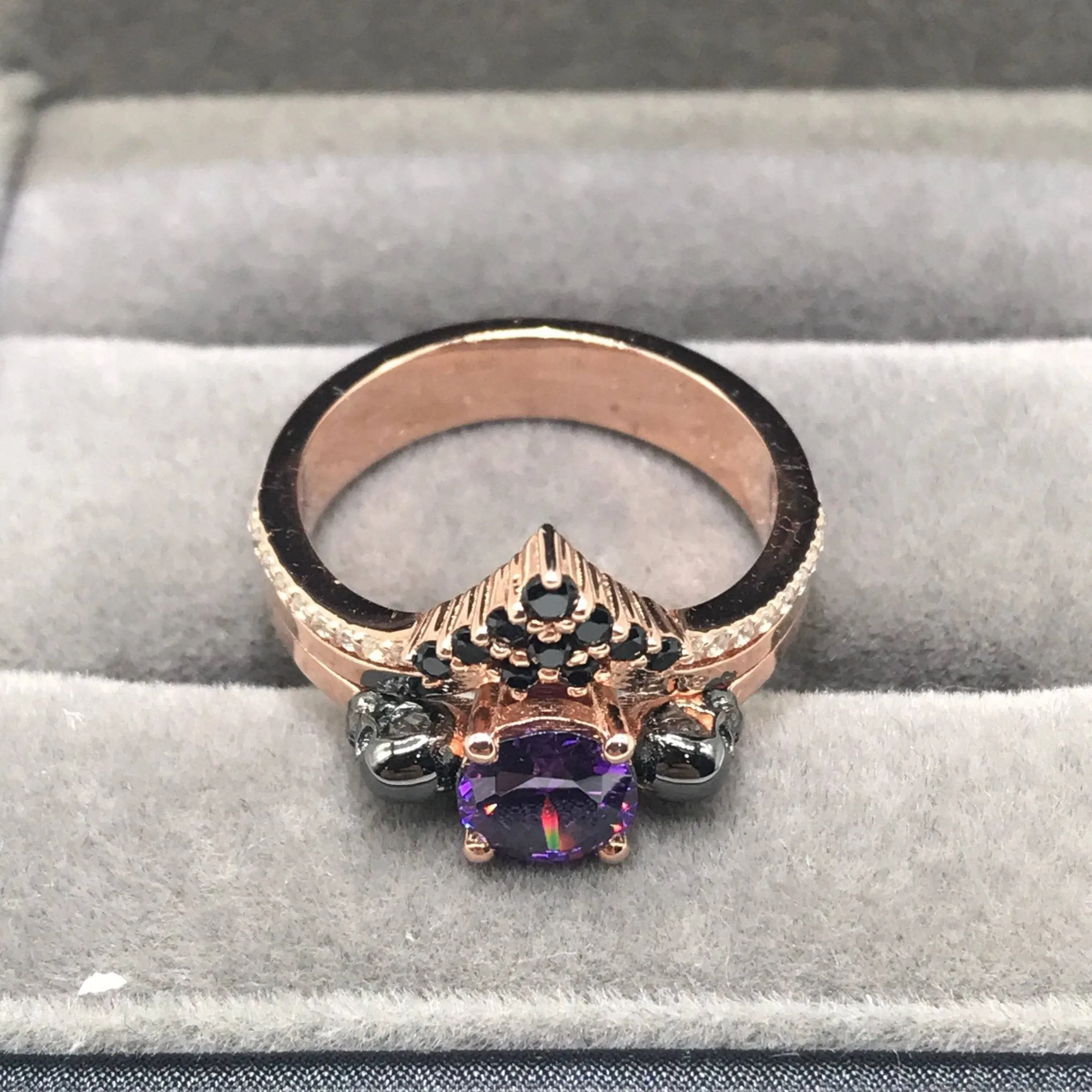 Soulmate- 1ct Violet Round Cut Created Diamond Gothic Ring