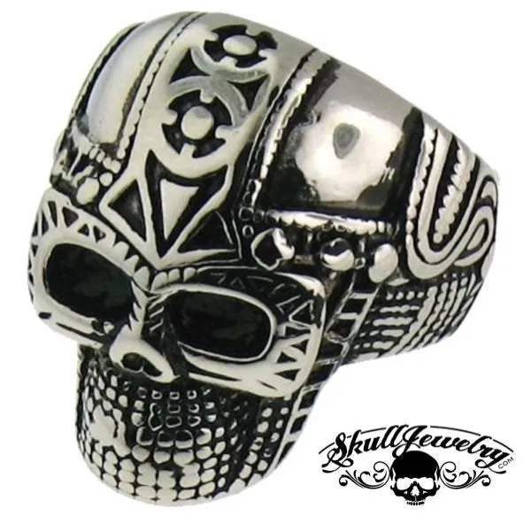 Space Cowboy - Big, Bold & Heavy Skull Ring with intricate detail (#640)