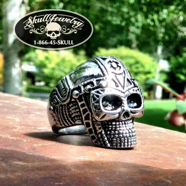 Space Cowboy - Big, Bold & Heavy Skull Ring with intricate detail (#640)