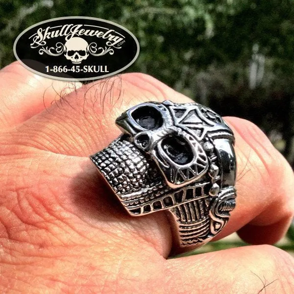 Space Cowboy - Big, Bold & Heavy Skull Ring with intricate detail (#640)