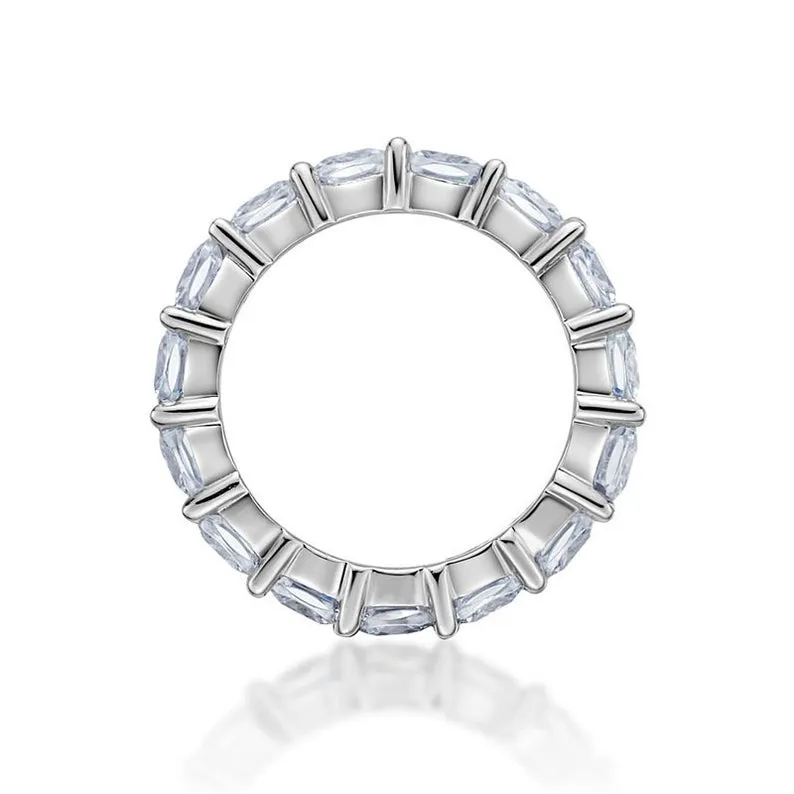 Square Moissanite Wedding band- white gold unique ring- dainty diamond band- rings for women- Celtic bridal anniversary gifts