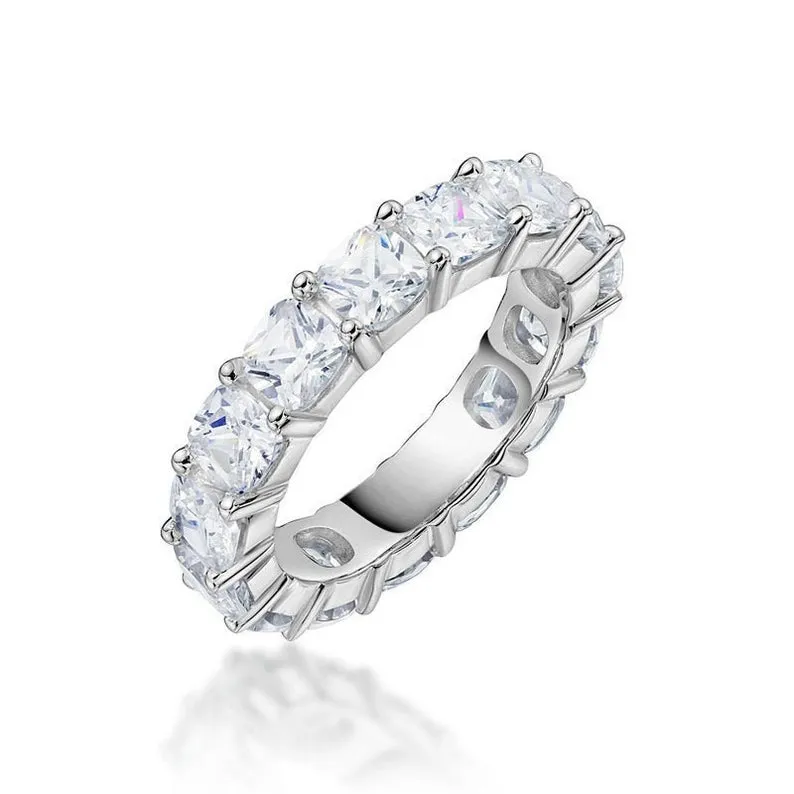 Square Moissanite Wedding band- white gold unique ring- dainty diamond band- rings for women- Celtic bridal anniversary gifts