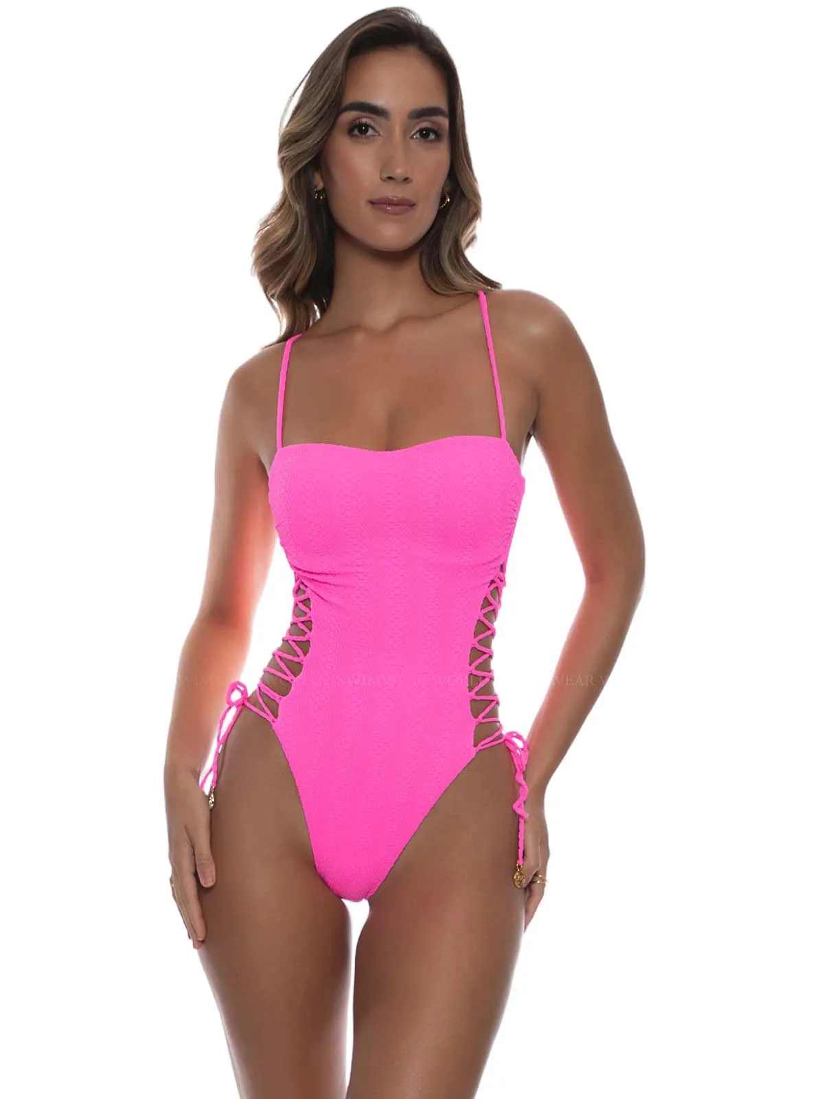 Square Neck Laced Up One Piece