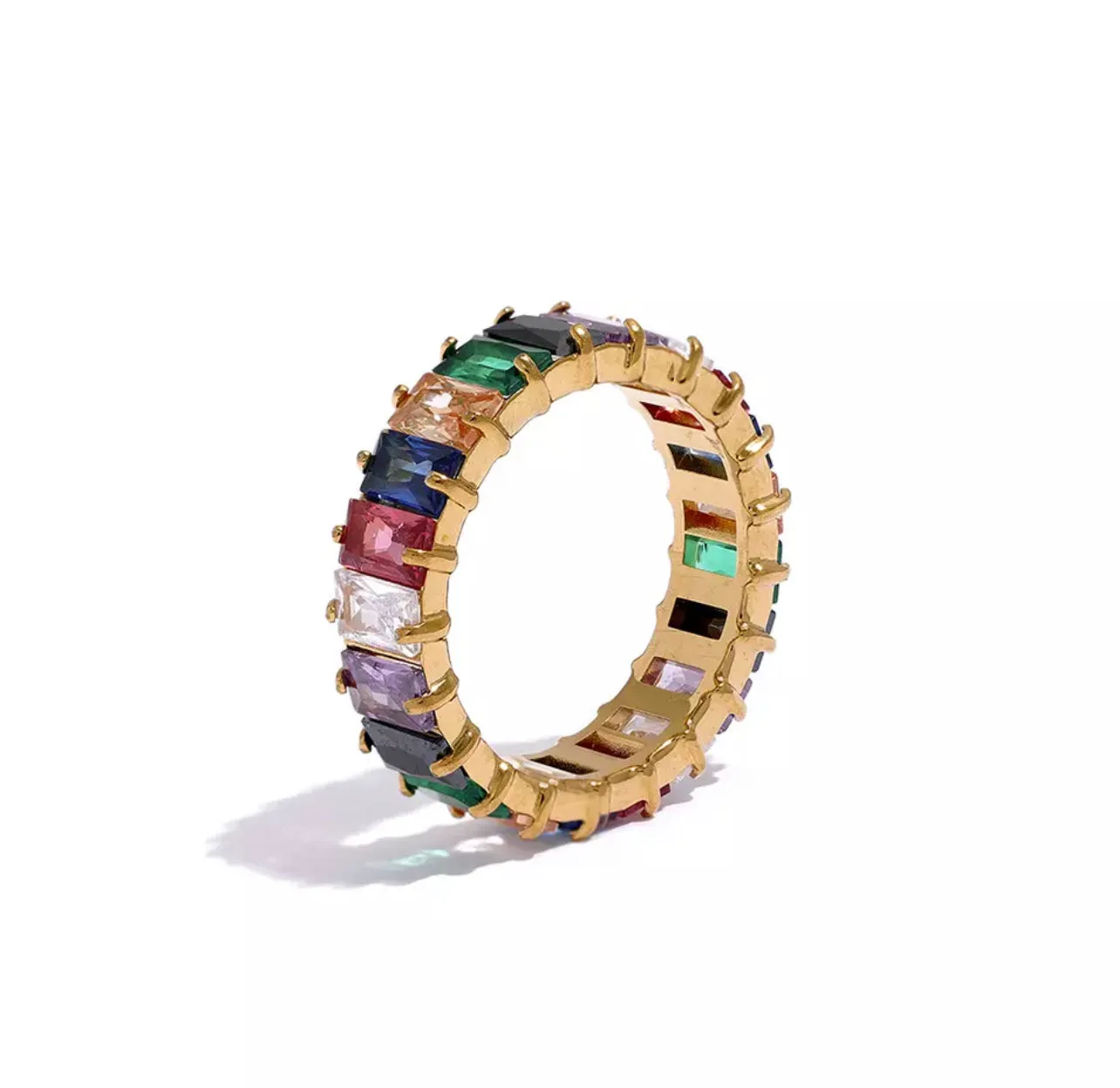 Stainless steel rings with multicolor zircons 120-2 | Erika Williner Designs