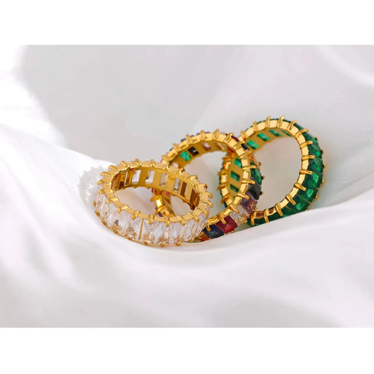Stainless steel rings with multicolor zircons 120-2 | Erika Williner Designs