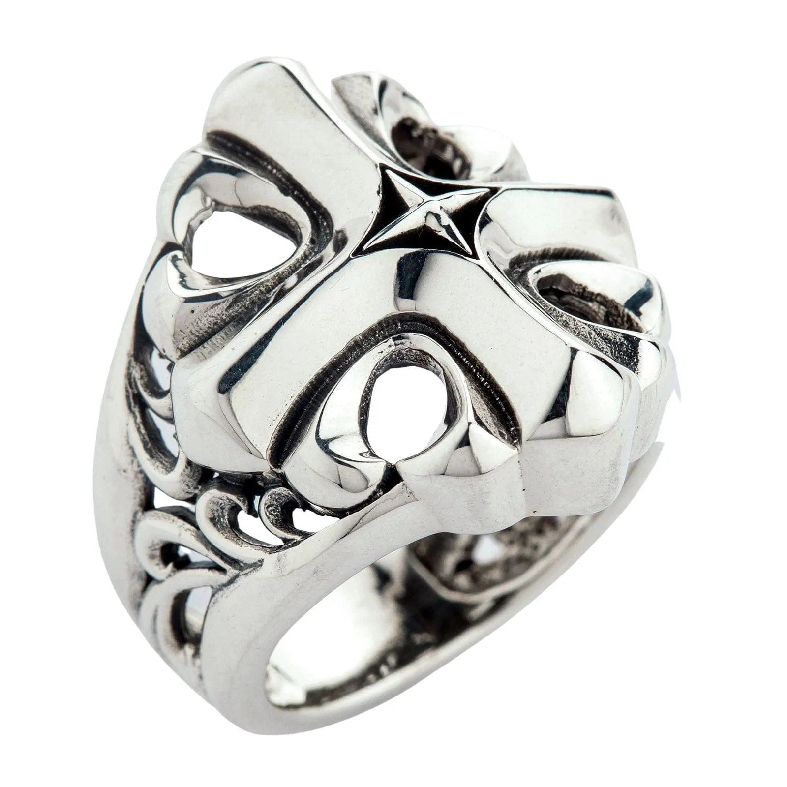 Star Cross Sterling Silver Men's Ring