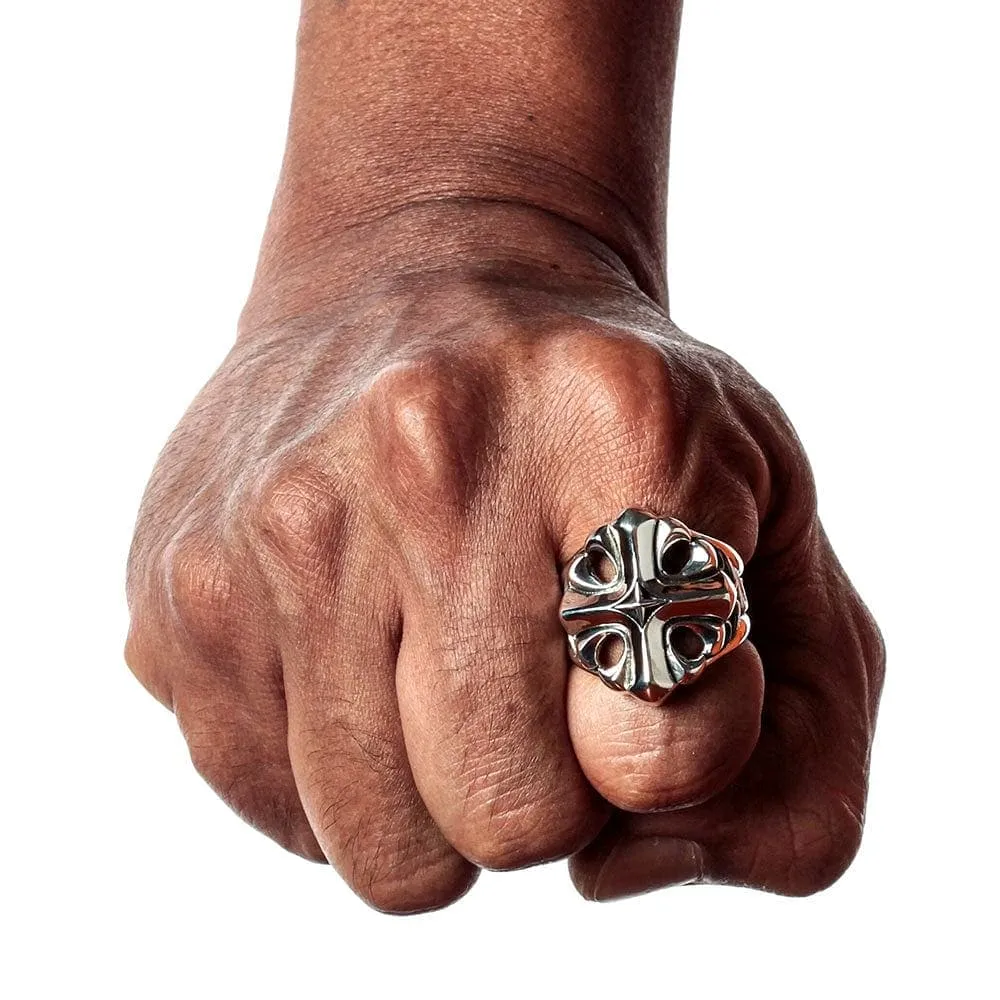 Star Cross Sterling Silver Men's Ring