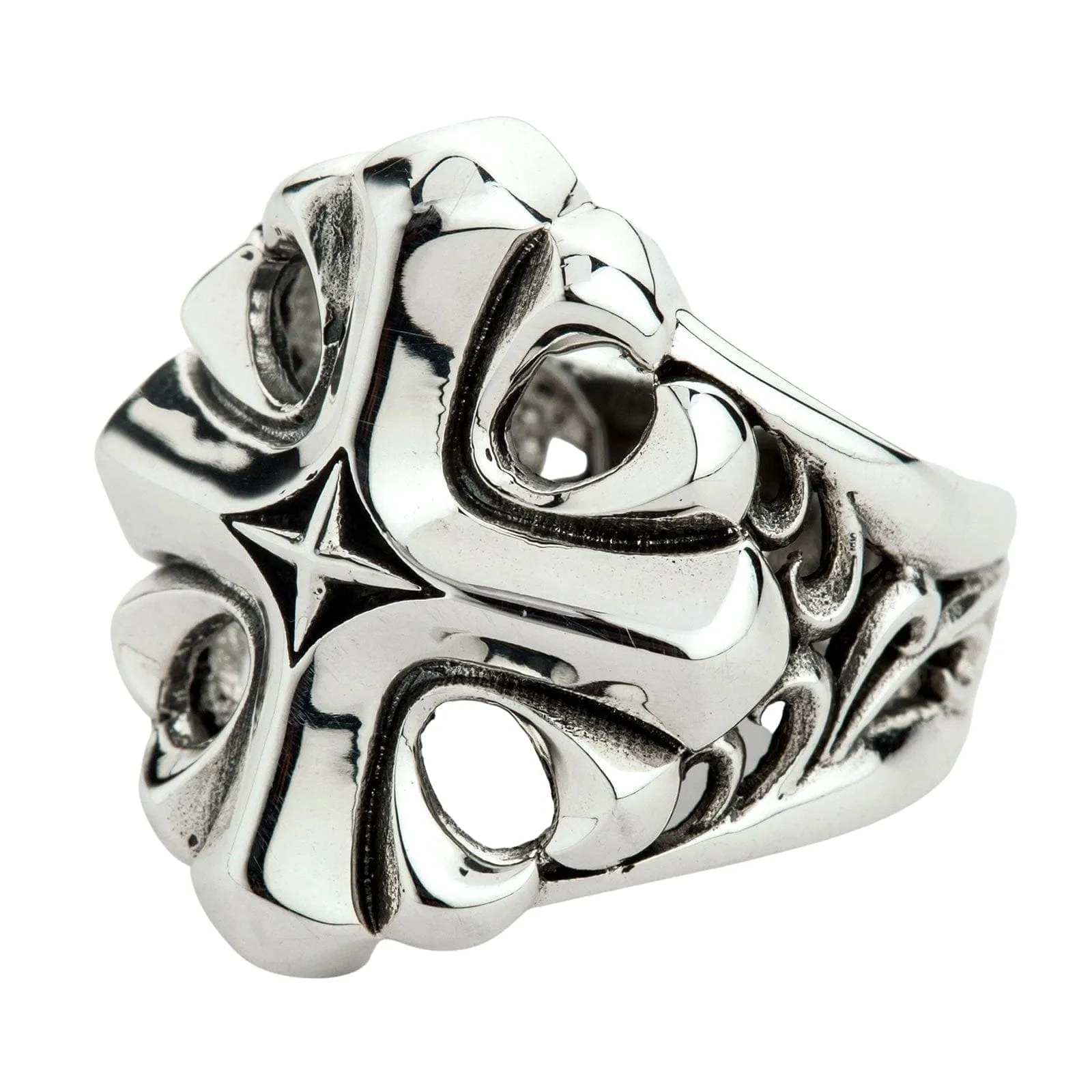 Star Cross Sterling Silver Men's Ring
