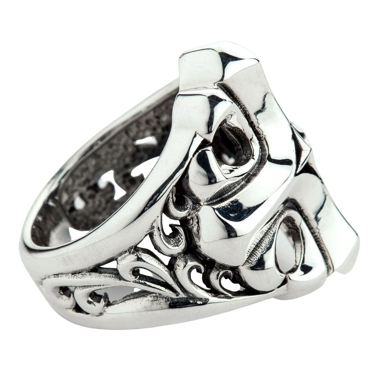 Star Cross Sterling Silver Men's Ring