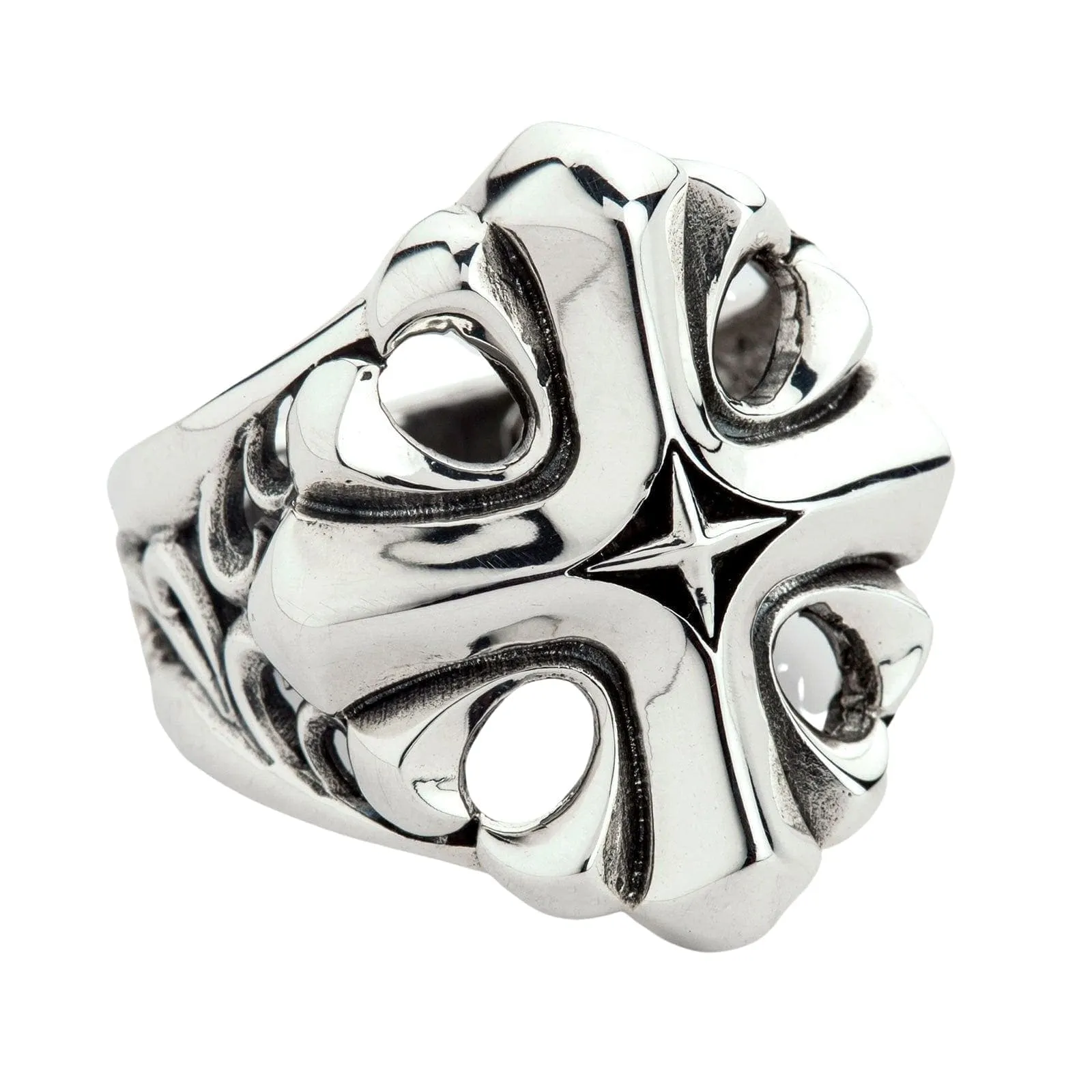 Star Cross Sterling Silver Men's Ring