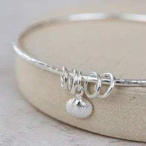 Sterling Silver Cornish Shell Charm Bangle