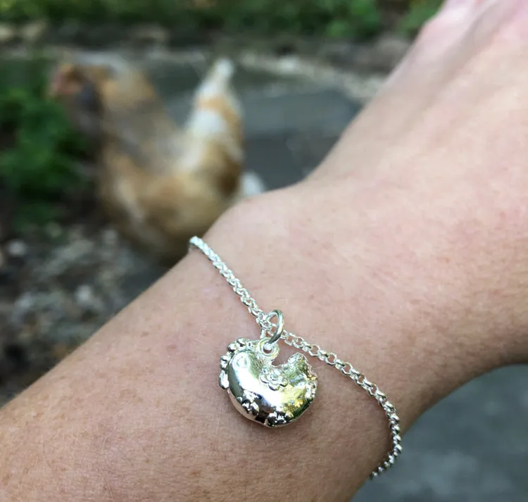 Sterling Silver Hen Charm Bracelet