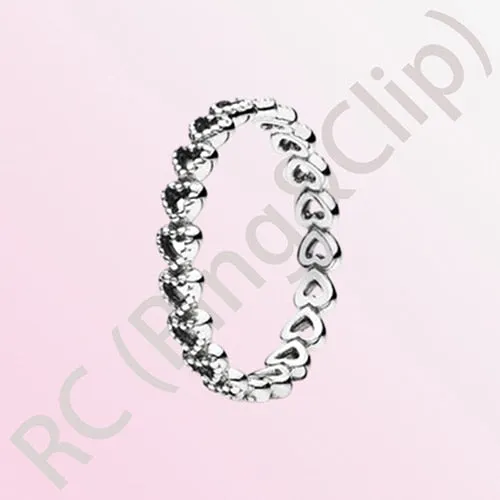 Sterling Silver Princess Tiara Crown Sparkling Love Heart Ring for Women
