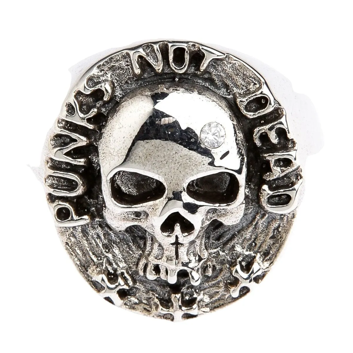 Sterling Silver Punk Not Dead Skull Ring