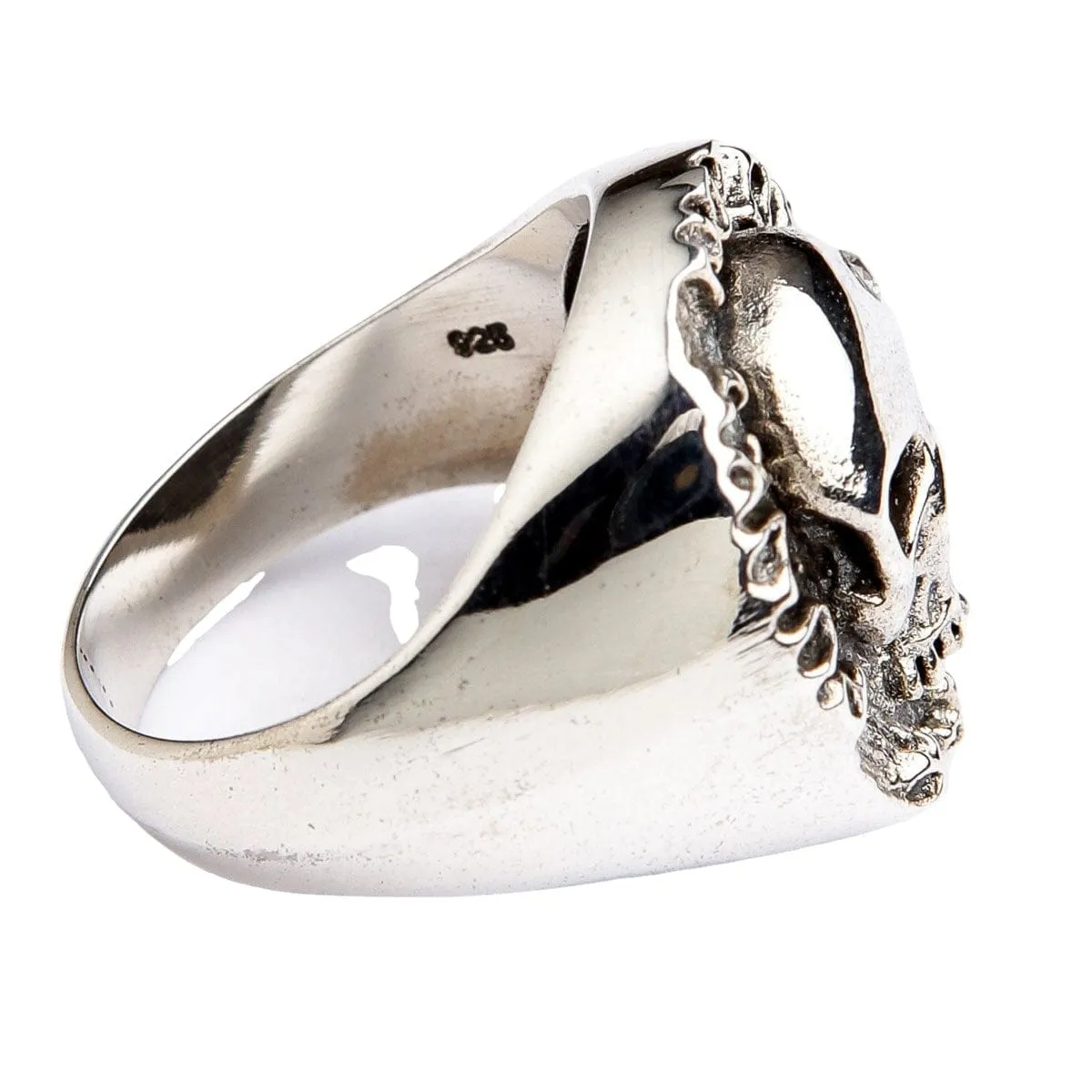 Sterling Silver Punk Not Dead Skull Ring