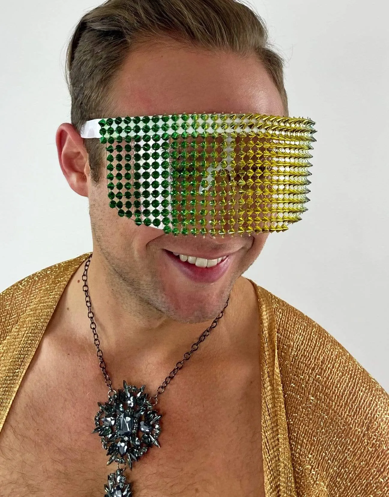 Studded Visor in Green Gold