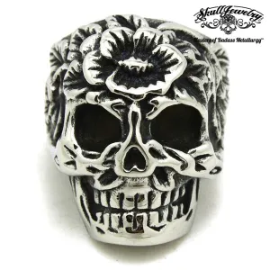 Sugar Skull - Ring with Flower on Forehead aka Día de Muertos anillo (#658)