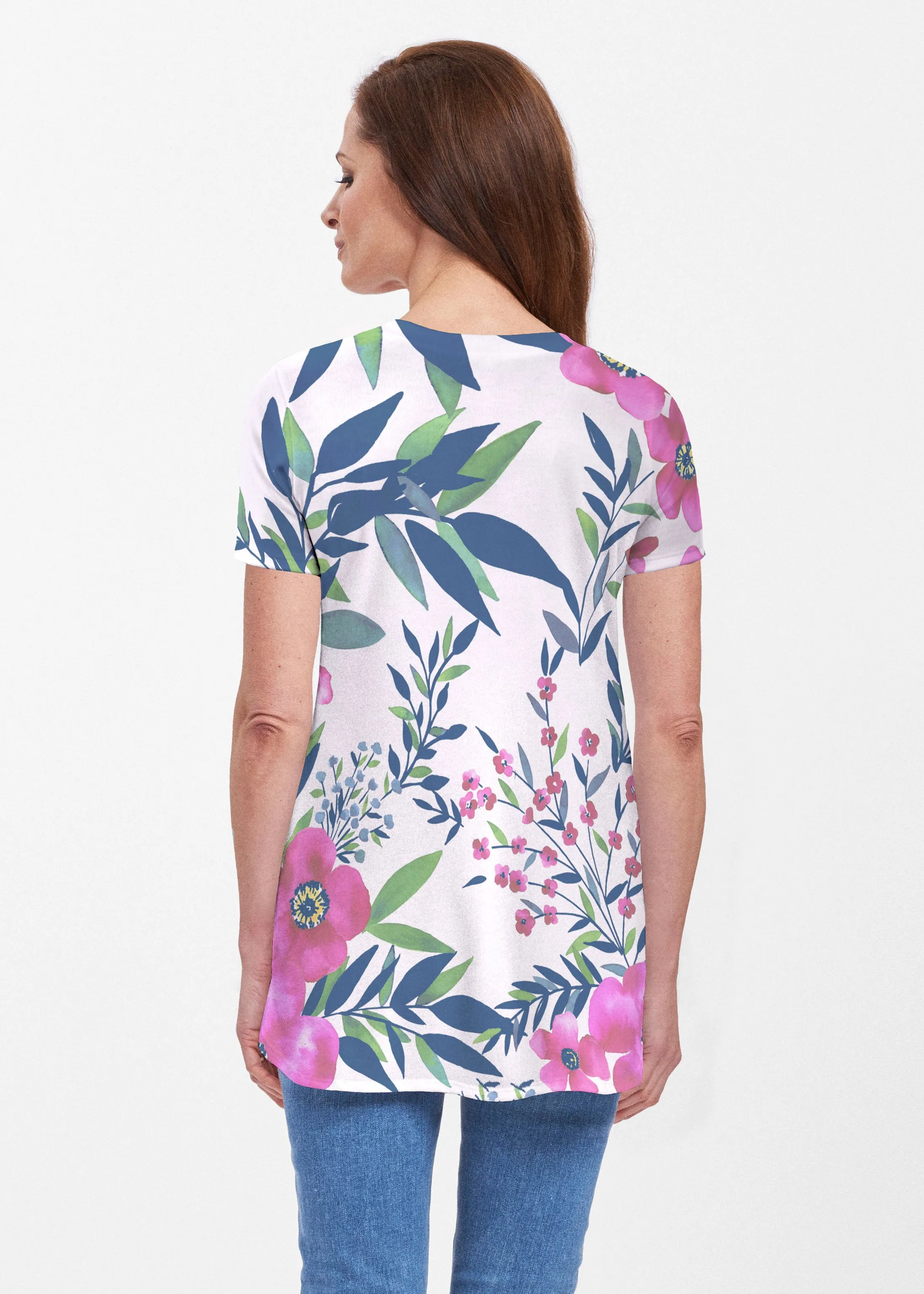 Summer Floral (13423) ~ Butterknit Short Sleeve Tunic