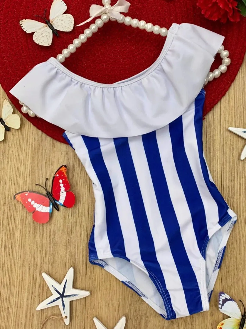 Sunbathing Diva Striped One Piece Swimsuit