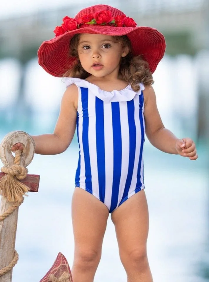 Sunbathing Diva Striped One Piece Swimsuit