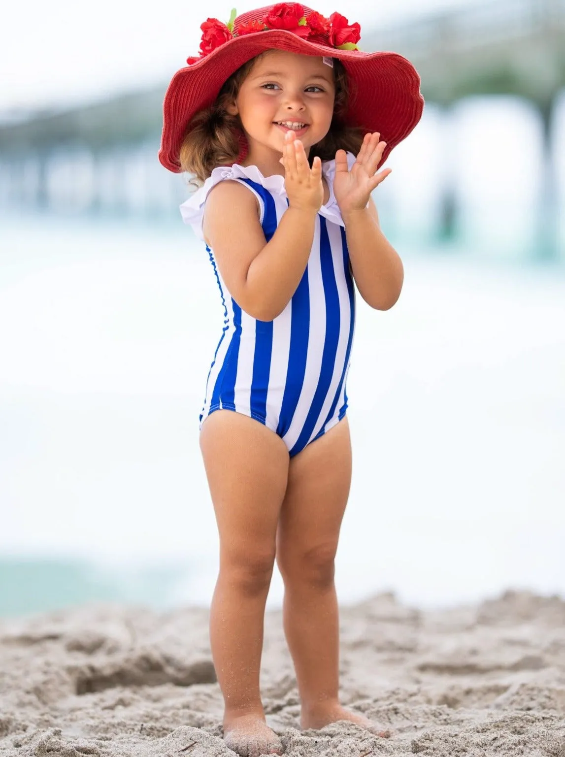 Sunbathing Diva Striped One Piece Swimsuit