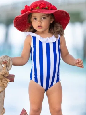 Sunbathing Diva Striped One Piece Swimsuit