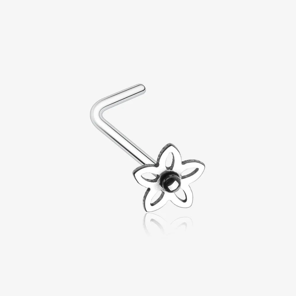 Sweet Violet Flower L-Shaped Nose Ring