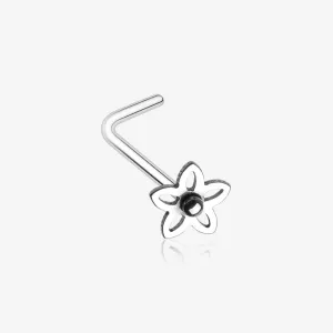Sweet Violet Flower L-Shaped Nose Ring