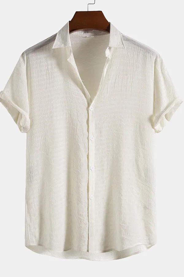 Textured Fabric Short Sleeve Shirt