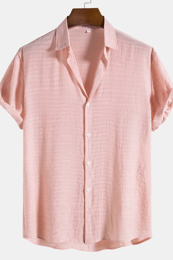 Textured Fabric Short Sleeve Shirt