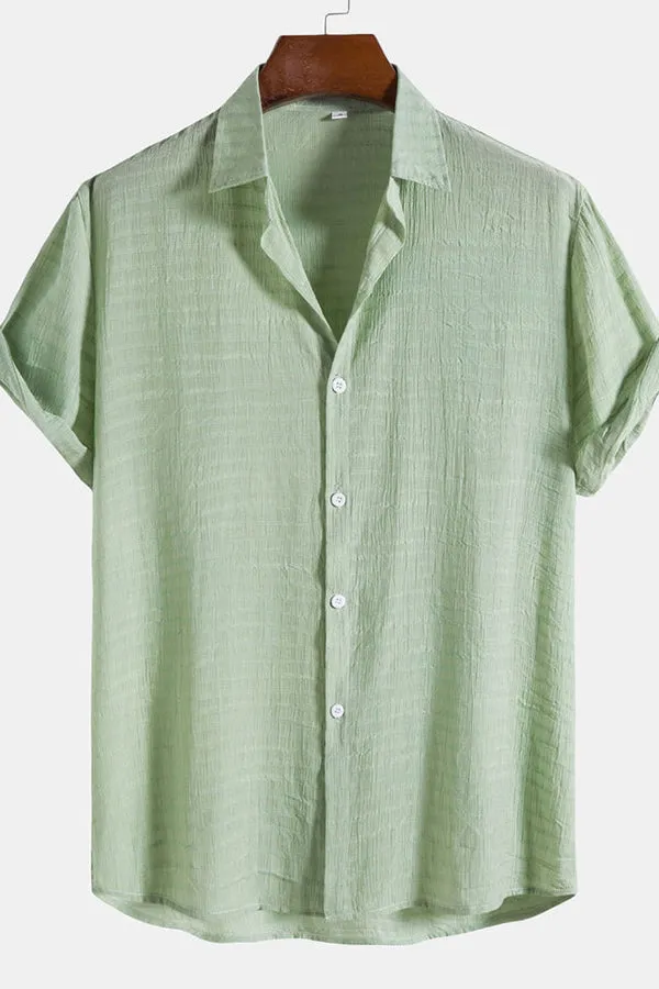 Textured Fabric Short Sleeve Shirt