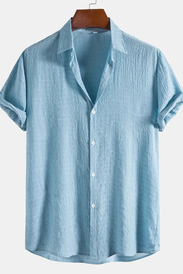 Textured Fabric Short Sleeve Shirt