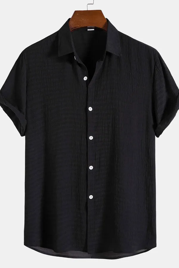Textured Fabric Short Sleeve Shirt