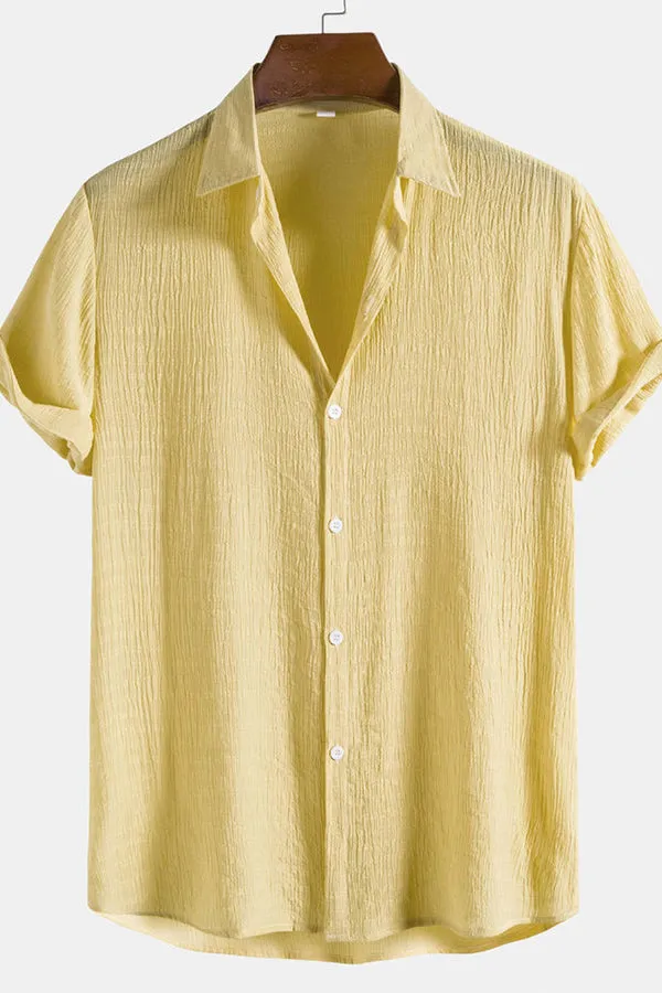 Textured Fabric Short Sleeve Shirt