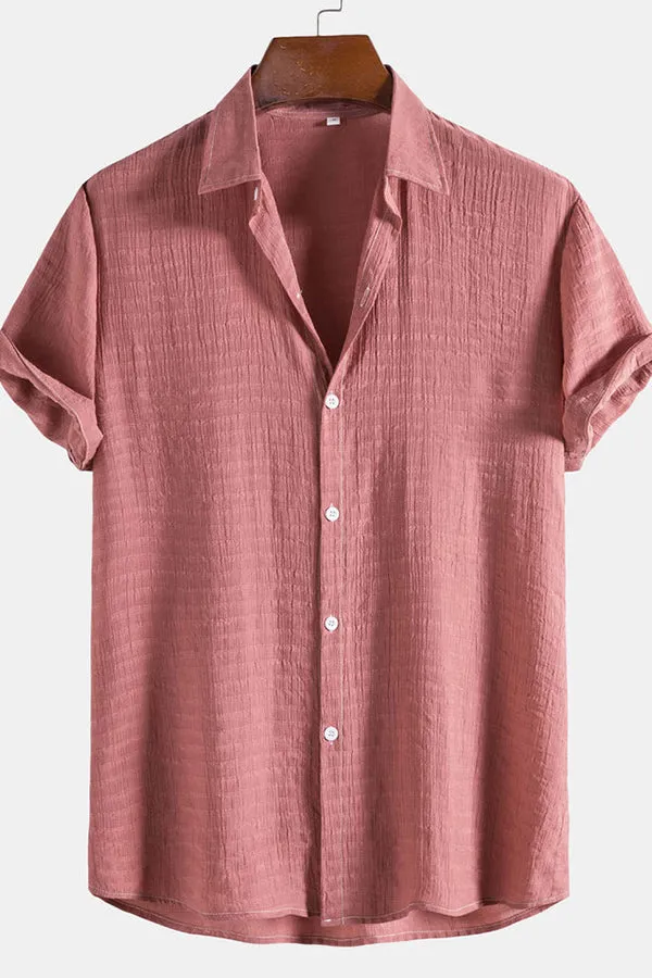 Textured Fabric Short Sleeve Shirt