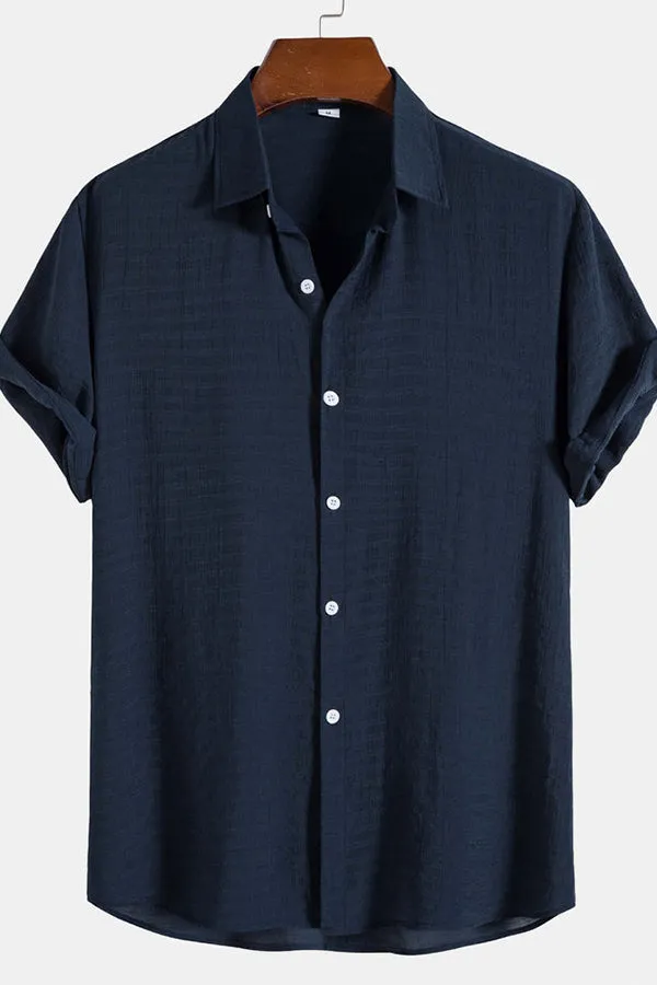 Textured Fabric Short Sleeve Shirt