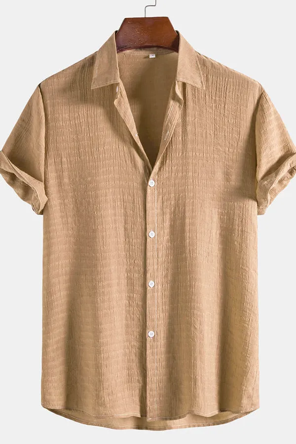 Textured Fabric Short Sleeve Shirt