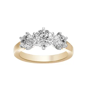 Three Stone Traditional Bridal Ring with 2.00ct of Laboratory Grown Diamonds in 18ct Yellow Gold