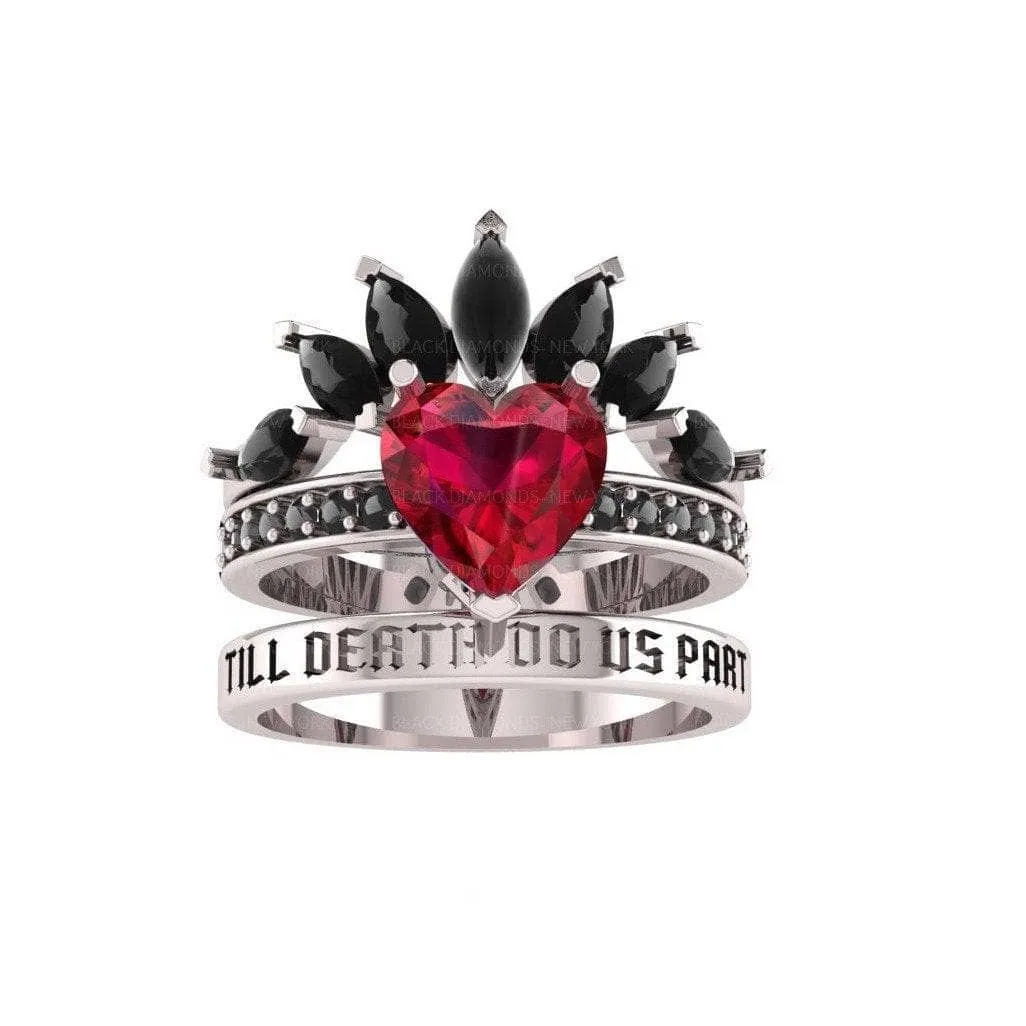 Till Death Do Us Part- 1.5 Carat Heart Created Diamond Wedding Ring Set