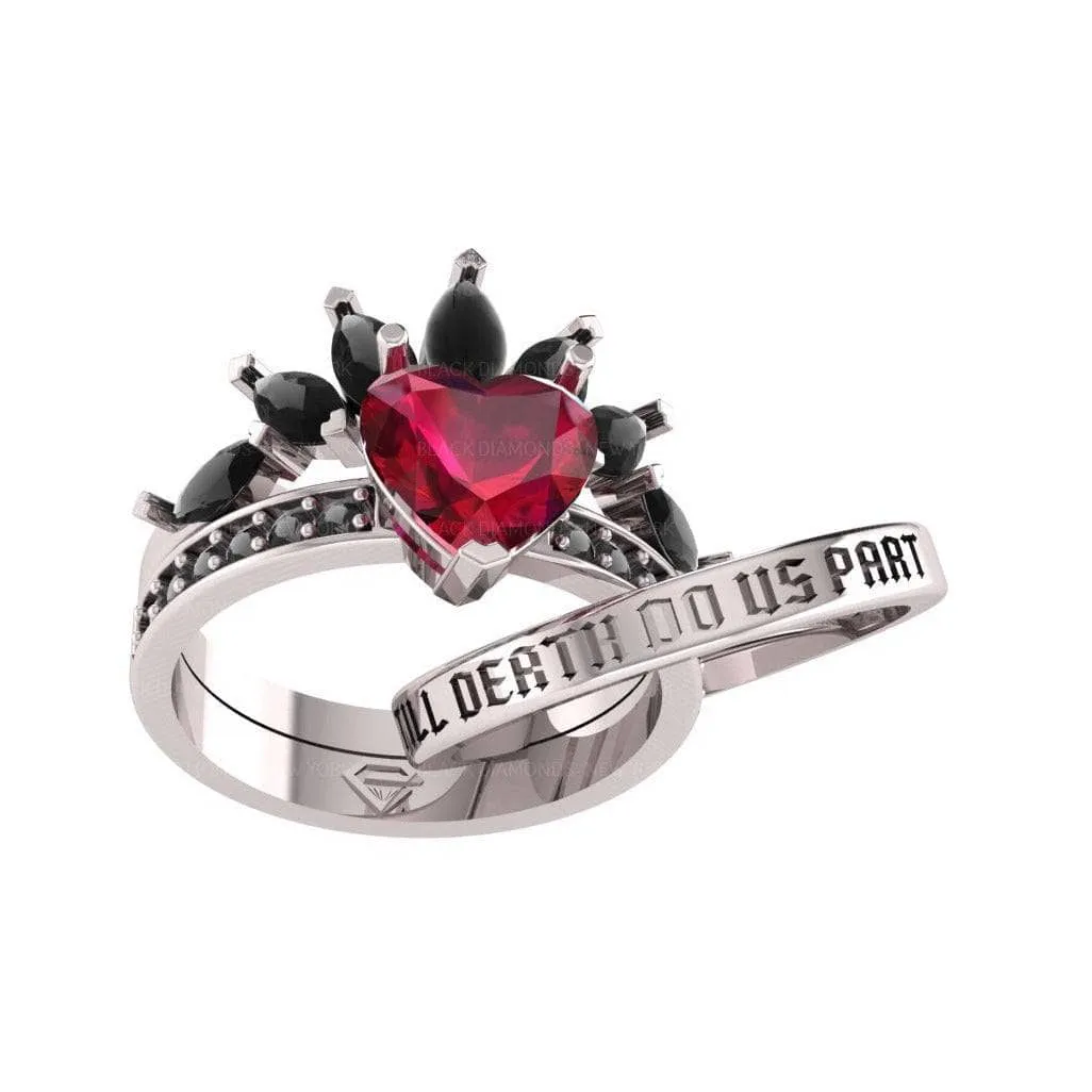 Till Death Do Us Part- 1.5 Carat Heart Created Diamond Wedding Ring Set