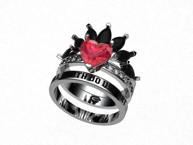 Till Death Do Us Part- 1.5 Carat Heart Created Diamond Wedding Ring Set