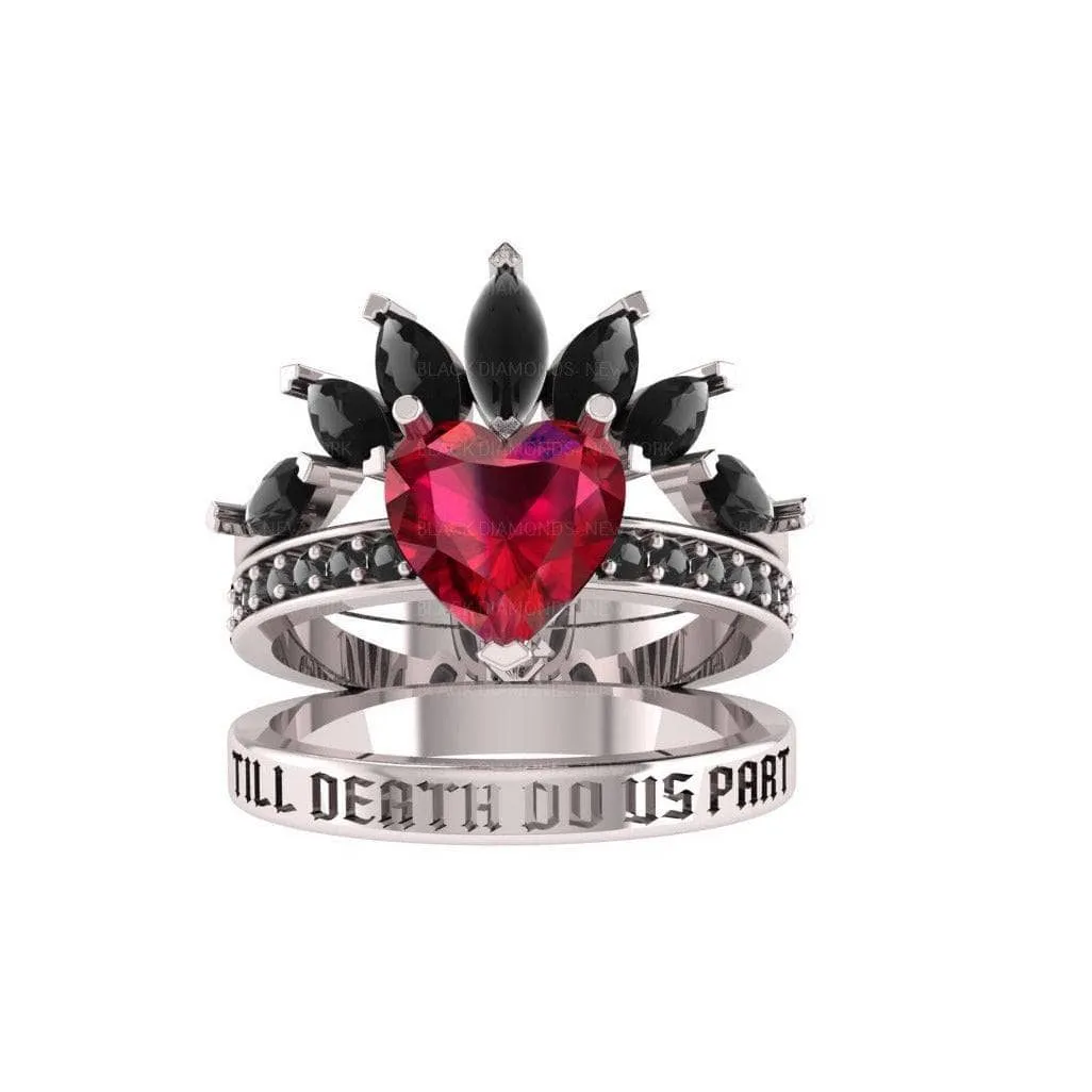 Till Death Do Us Part- 1.5 Carat Heart Created Diamond Wedding Ring Set