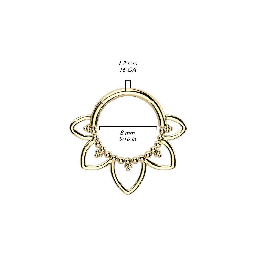 Titanium Hinged Segment Hoop Ring Heart Filigree For Nose Septum Cartilage