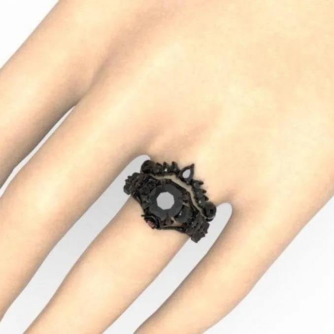 Together Forever- 1.25 Carat Black Diamond Gothic Ring Set