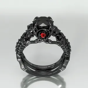 Together Forever- 1.25 Carat Black Diamond Gothic Ring Set