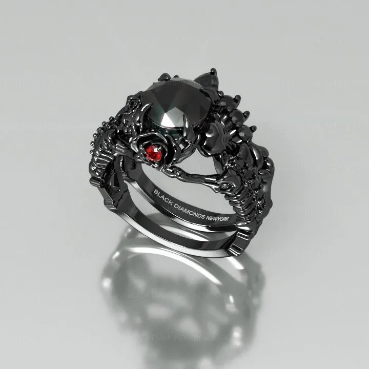 Together Forever- 1.25 Carat Black Diamond Gothic Ring Set